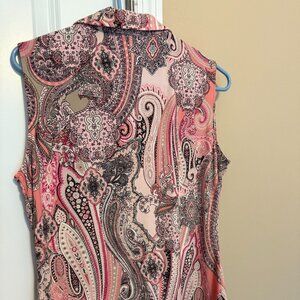 Tommy Hilfiger Sleeveless Blouse – Blue and White Paisley Patter – Size L